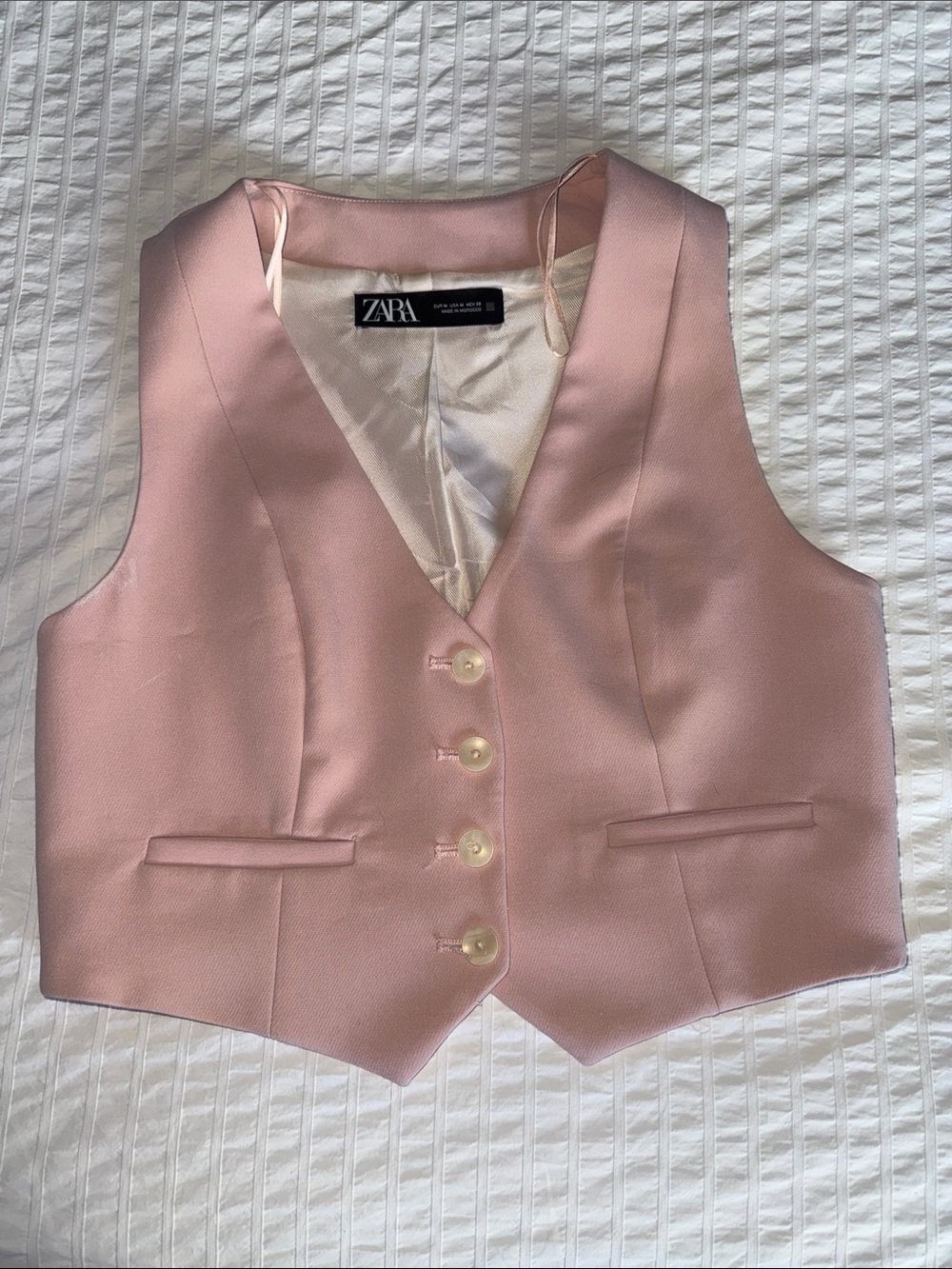 Zara Women's Light Pink Tailored Vest